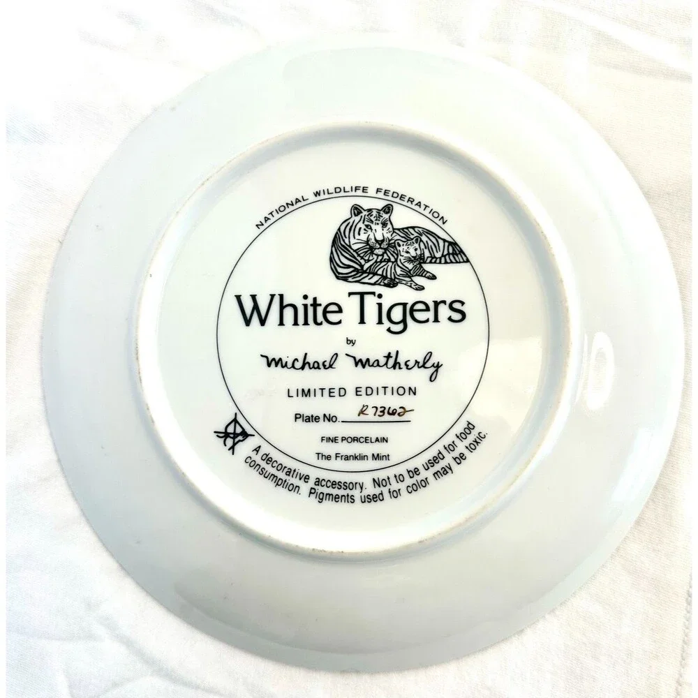WHITE TIGERS BY MICHAEL MATHERLY NATIONAL WILDLIFE FEDERATION Plate Ltd Edition
